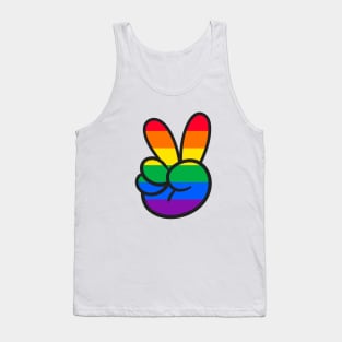 Rainbow Peace Sign Hand Tank Top